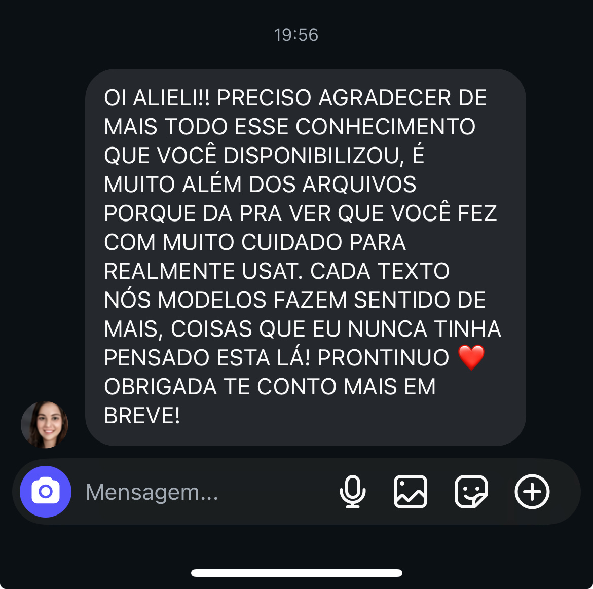 Depoimento Instagram Direct — cada texto faz sentido demais