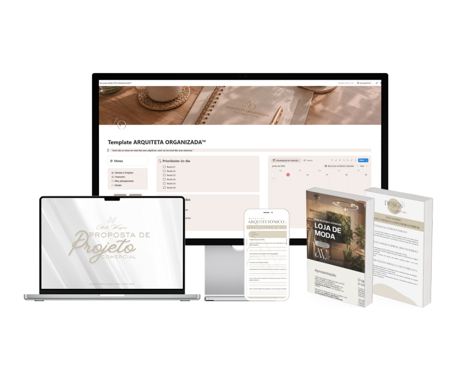 Mockup com todos os módulos e materiais do método