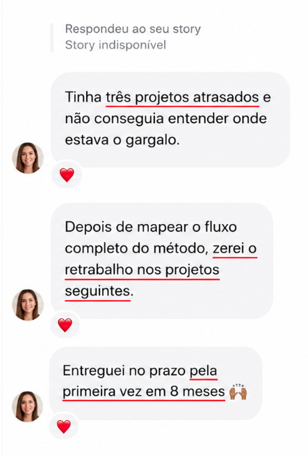 Depoimento Instagram — zerei o retrabalho nos projetos